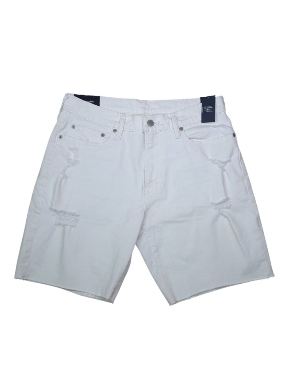 Abercrombie & Fitch White Distressed Denim Shorts Mens Size 32 Raw Edge Hem